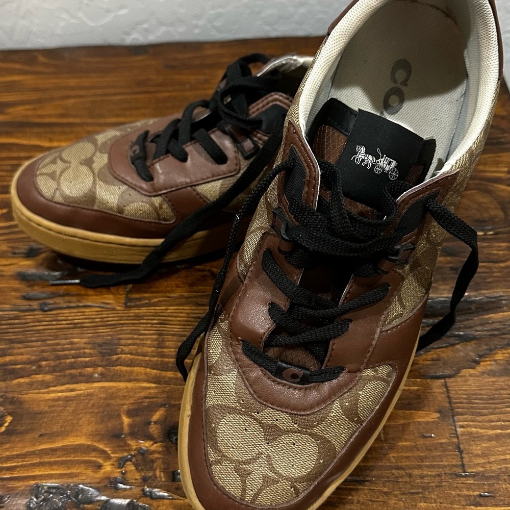 COACH Men's Citysole Signature Jacquard & Leather Court Sneakers.  PRE OWNED